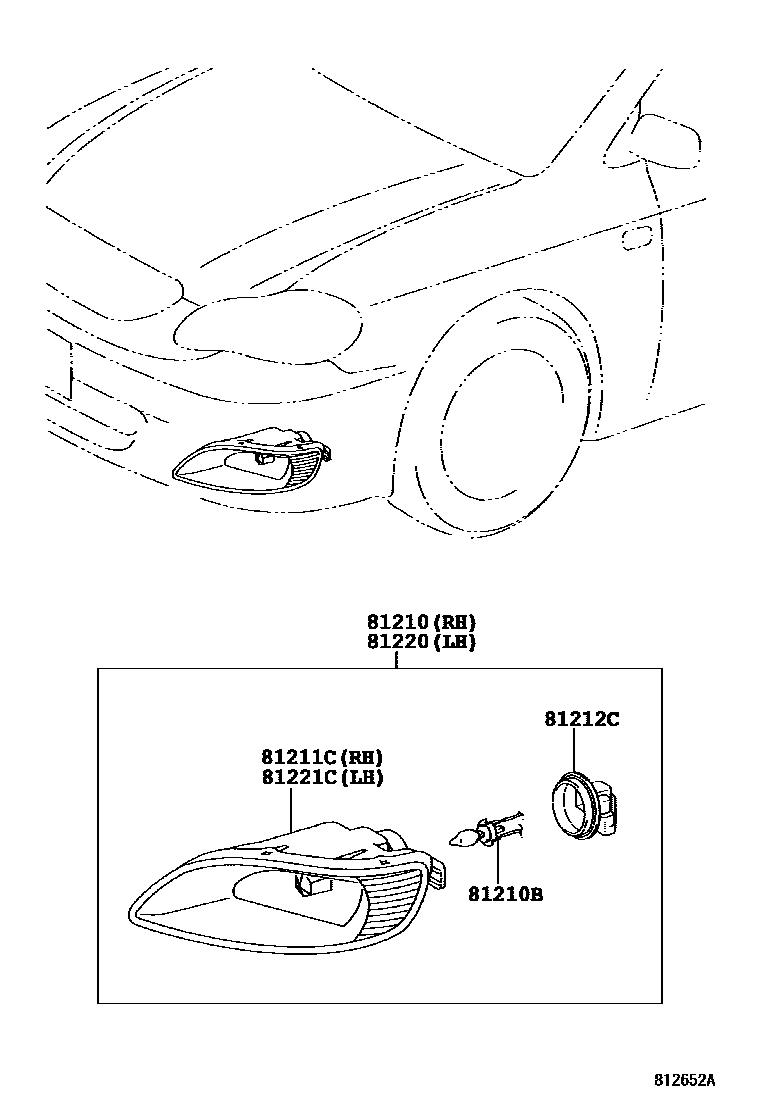 Toyota COROLLA Fog Lamp EPC diagram — 812652A