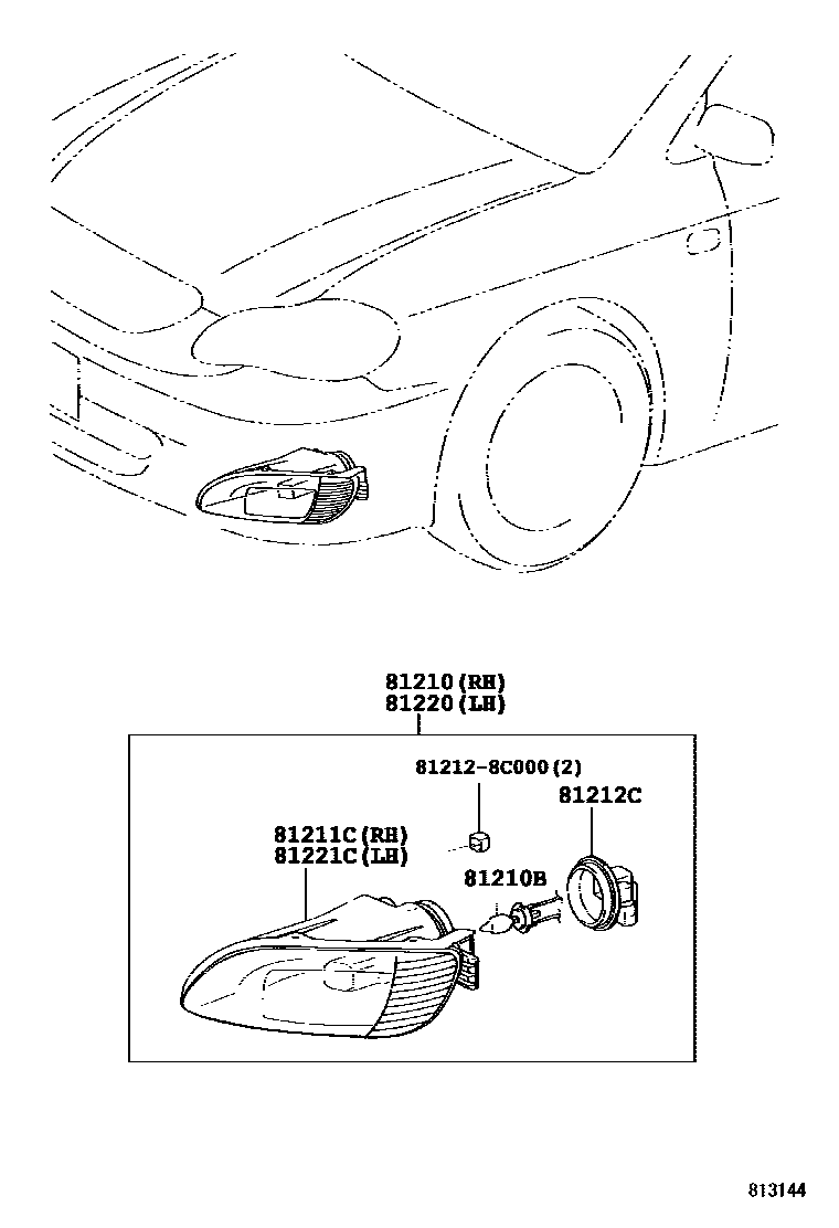 Toyota COROLLA Fog Lamp EPC diagram — 813144