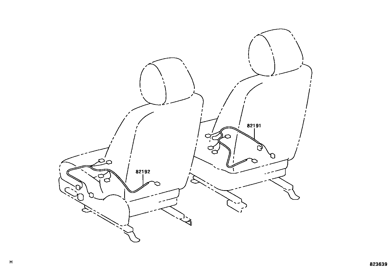 Toyota COROLLA 线束和卡夹 EPC diagram — 823639