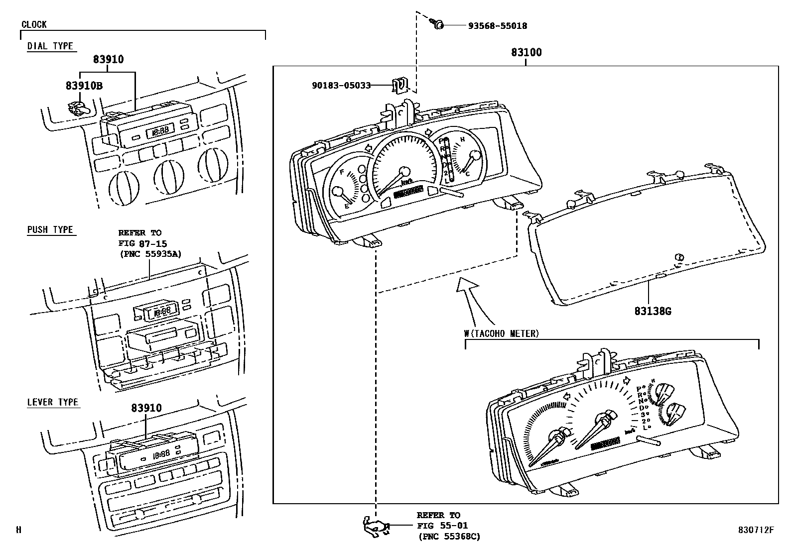 Toyota COROLLA 仪表 EPC diagram — 830712F