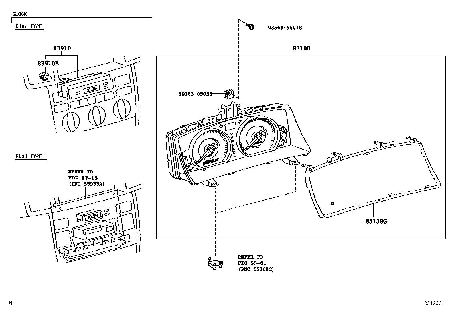 Toyota COROLLA 仪表 EPC diagram — 831233