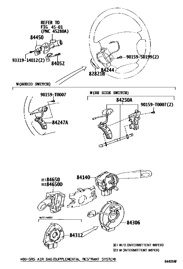 Toyota COROLLA 开关和继电器和ECU EPC diagram — 844094F
