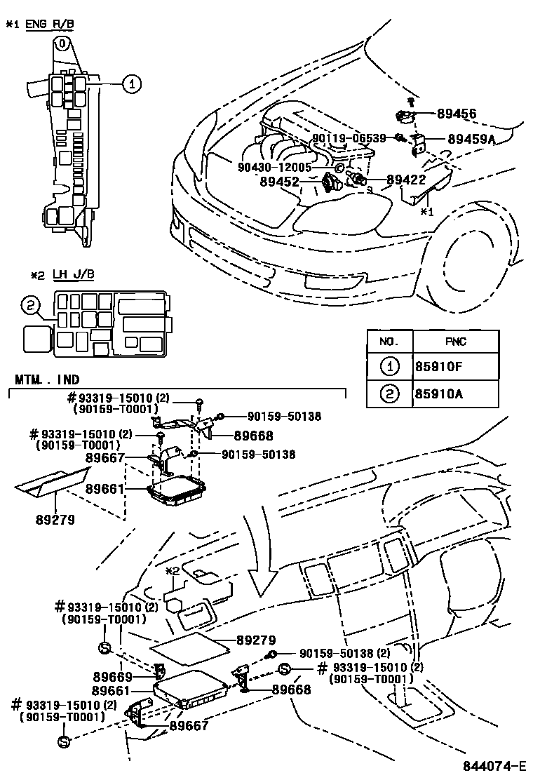 Toyota COROLLA 电子燃油喷射系统 EPC diagram — 844074E