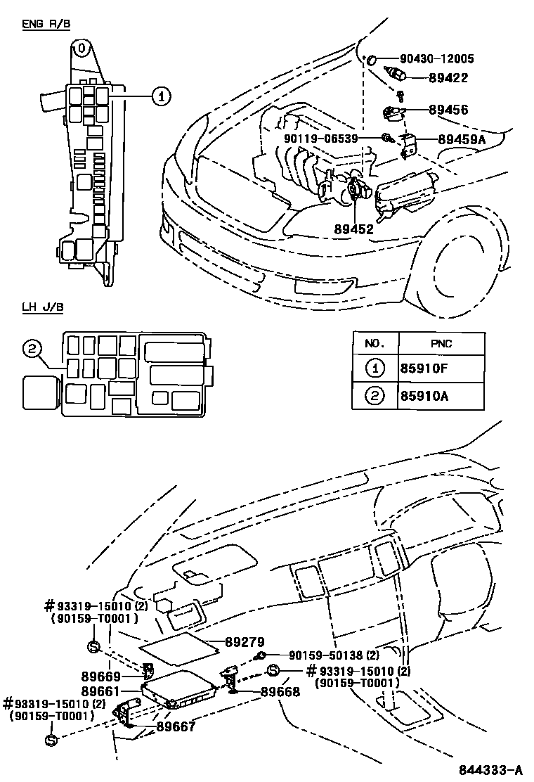 Toyota COROLLA 电子燃油喷射系统 EPC diagram — 844333A