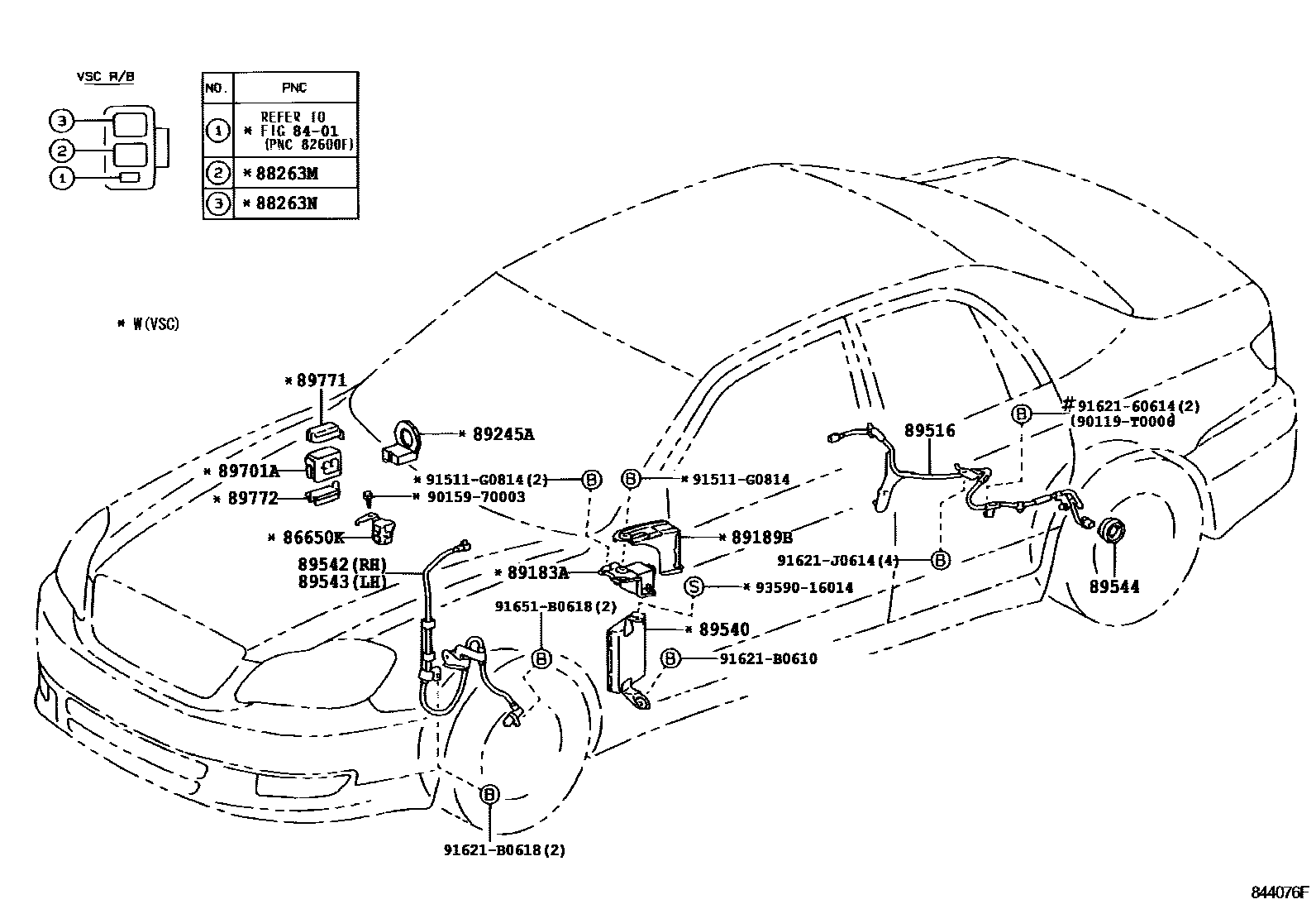 Toyota COROLLA ABS 和 VSC EPC diagram — 844076F
