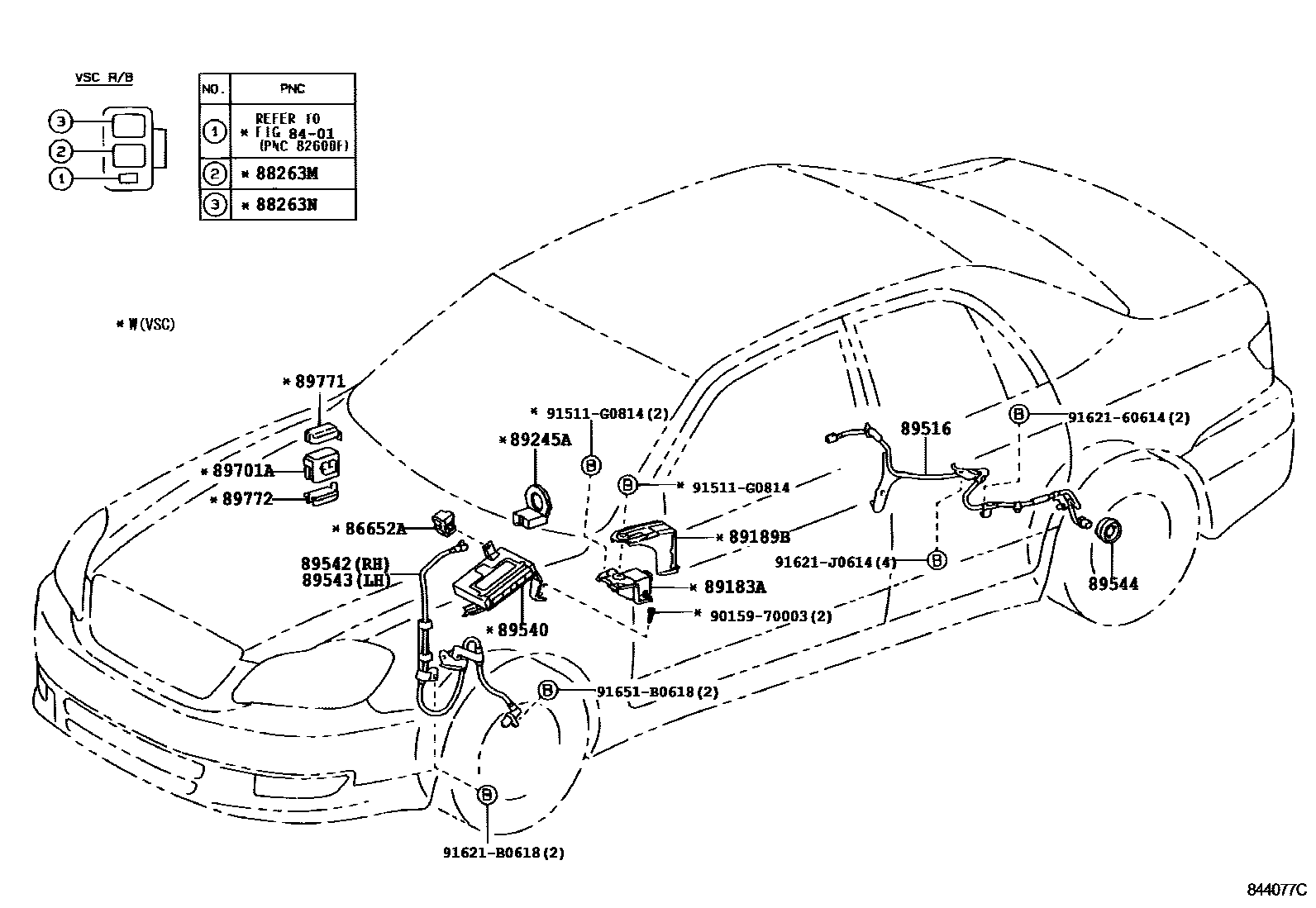Toyota COROLLA ABS 和 VSC EPC diagram — 844077C