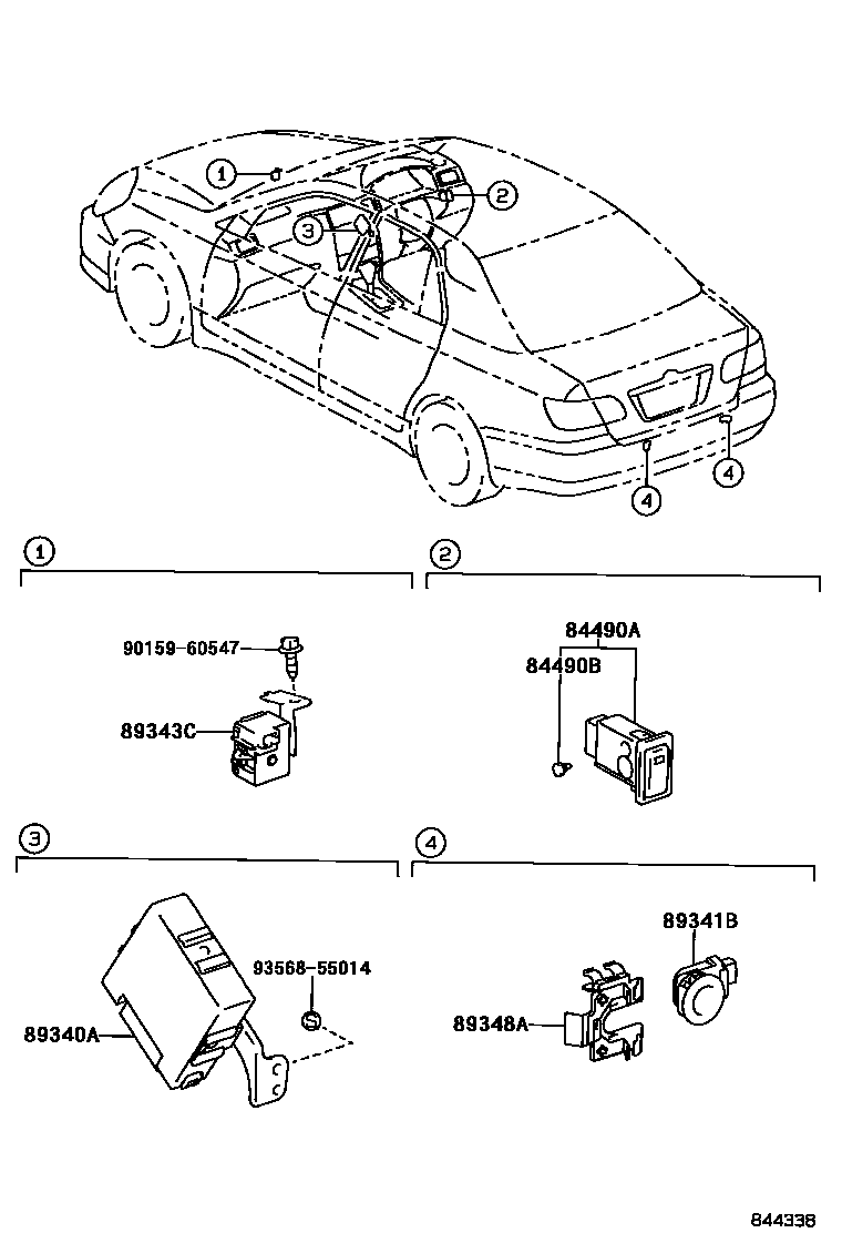 Toyota COROLLA 测距雷达和倒车雷达 EPC diagram — 844338