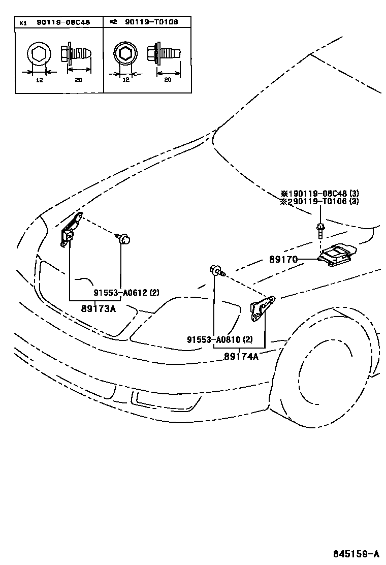 Toyota COROLLA 空气囊 EPC diagram — 845159A