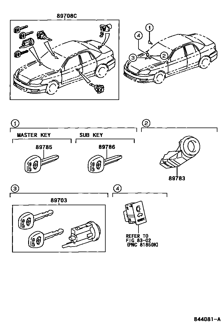 Toyota COROLLA 防盗装置 EPC diagram — 844081A