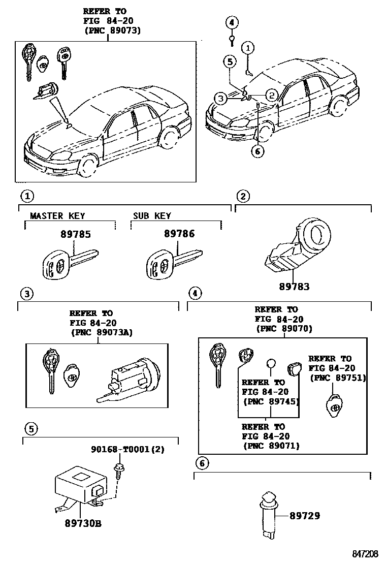 Toyota COROLLA 防盗装置 EPC diagram — 847208B