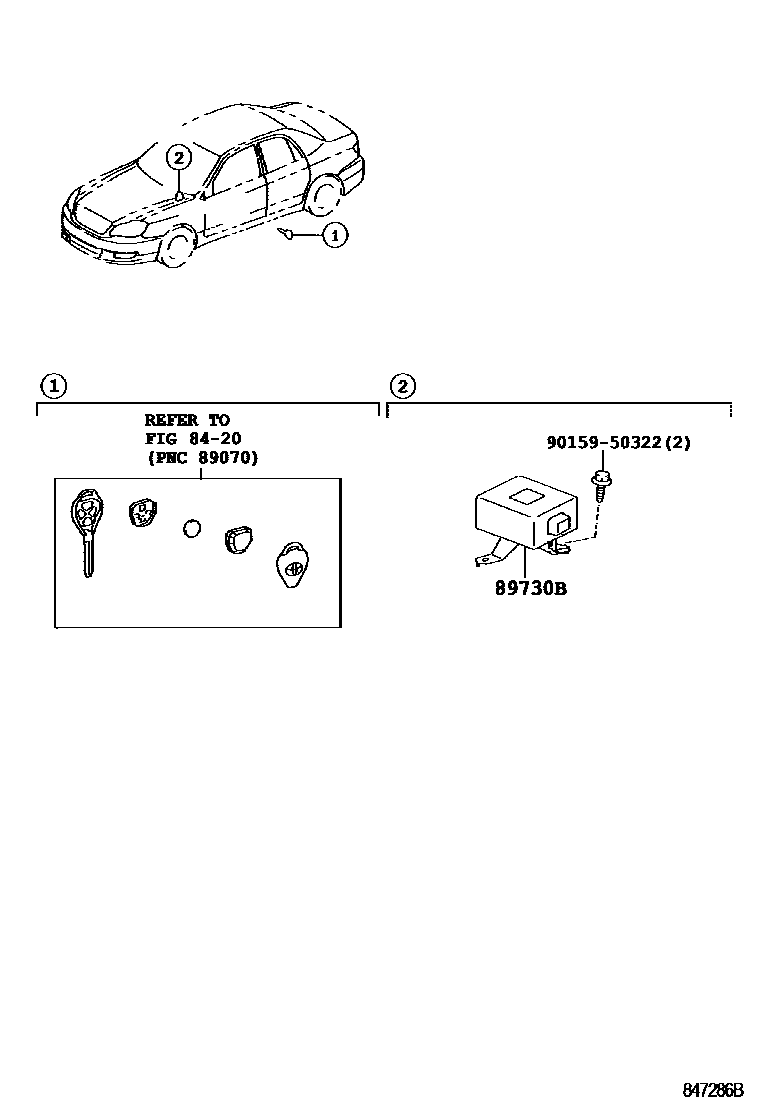 Toyota COROLLA 防盗装置 EPC diagram — 847286B