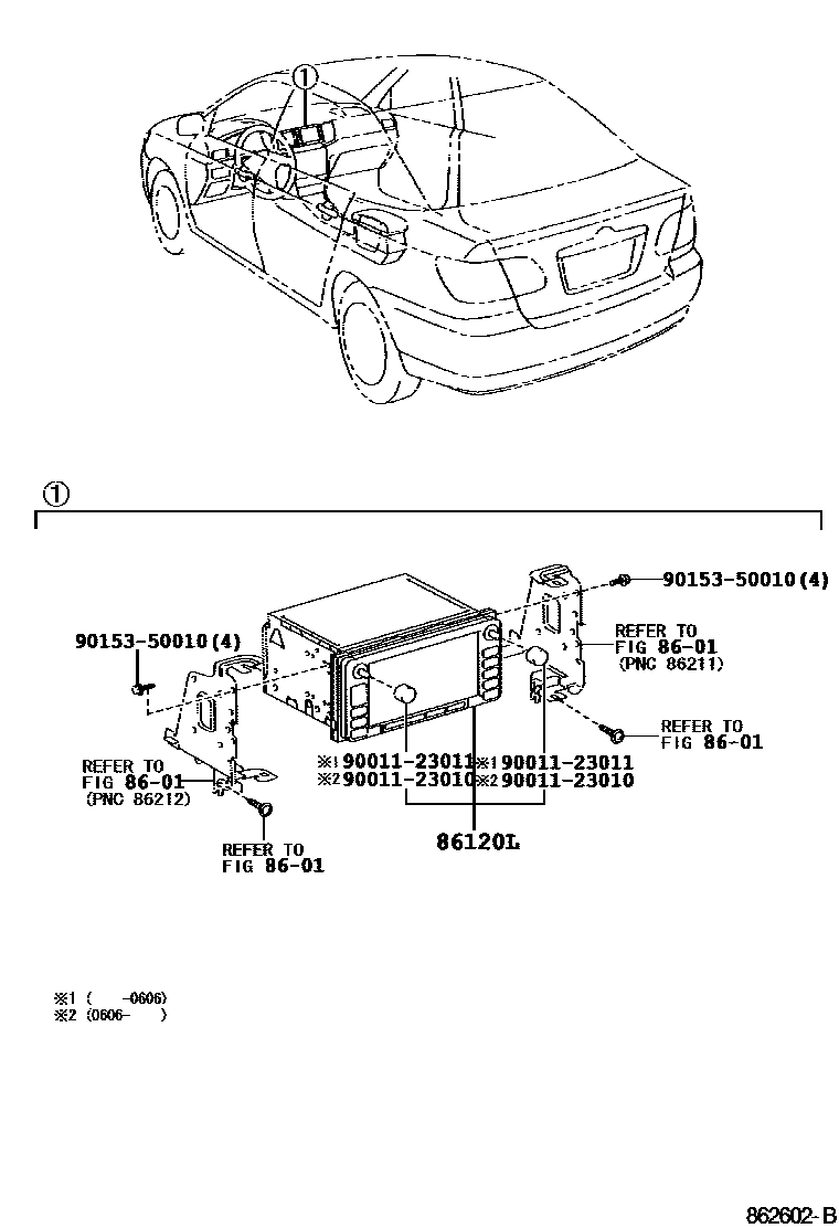 Toyota COROLLA 导航和前监视器显示屏 EPC diagram — 862602B