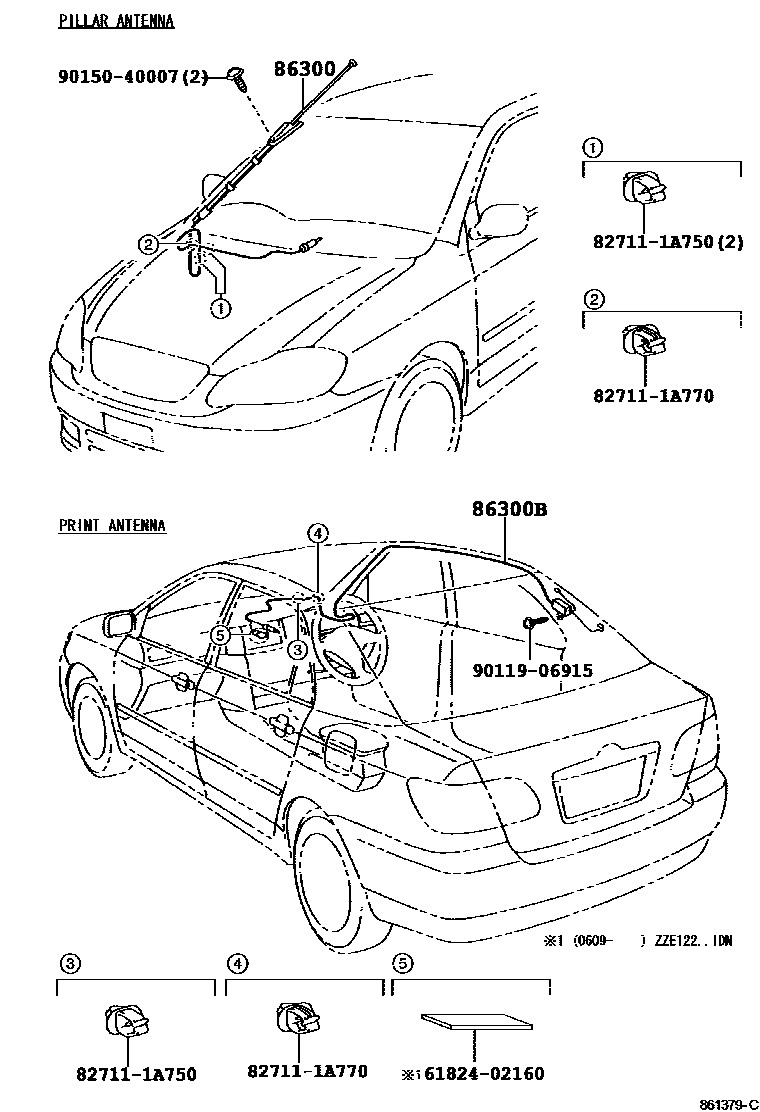 Toyota COROLLA antenna EPC diagram — 861379C