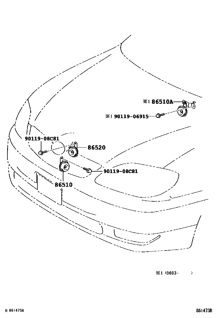 Toyota COROLLA 喇叭 EPC diagram — 861473B