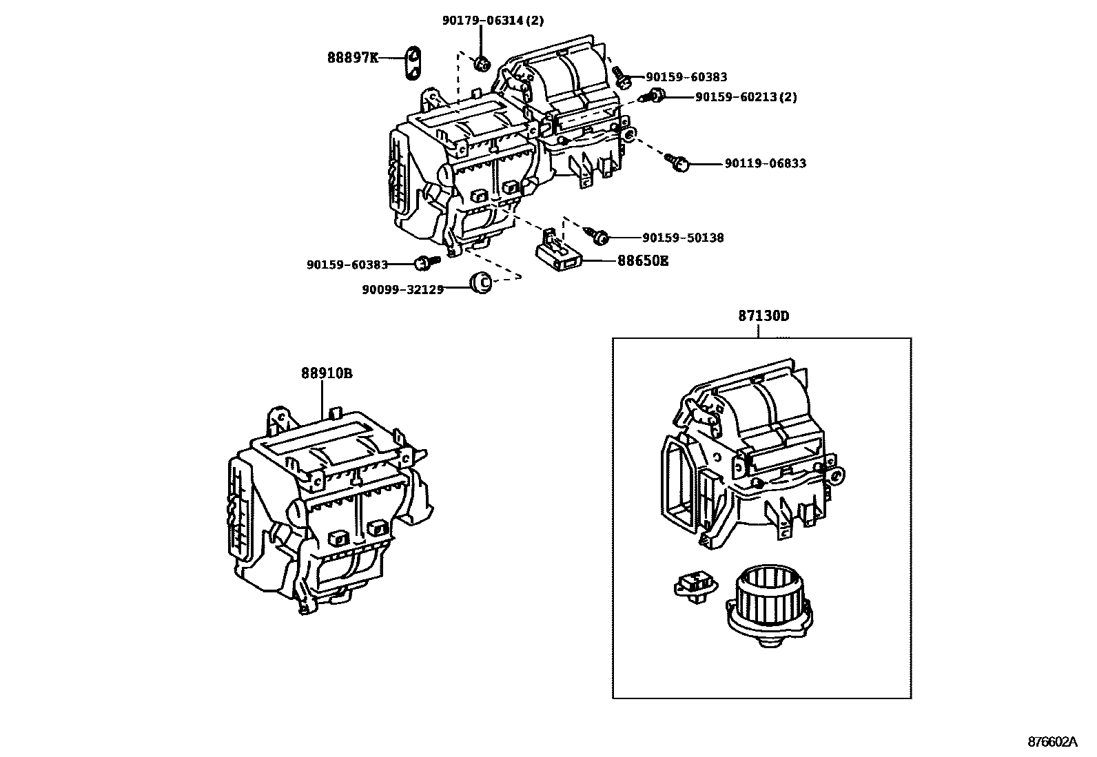 Toyota COROLLA 暖风和空调系统 - 冷却器组件 EPC diagram — 876602A