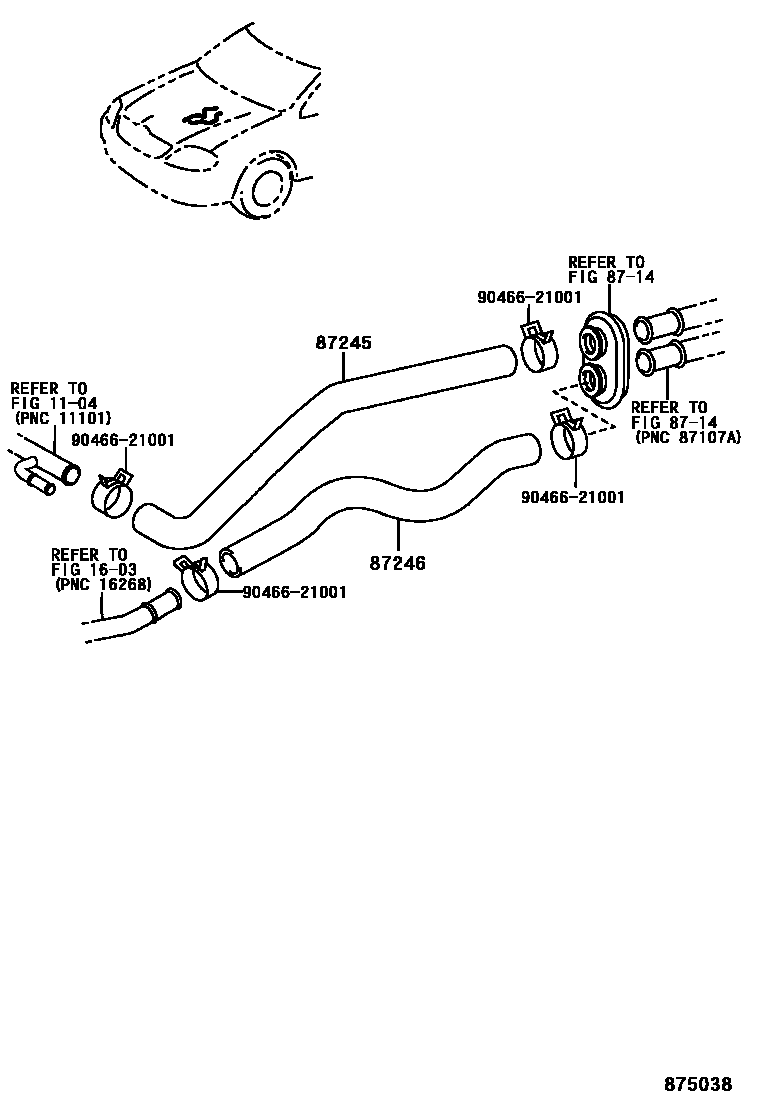 Toyota COROLLA 暖风和空调系统 - 水管 EPC diagram — 875038
