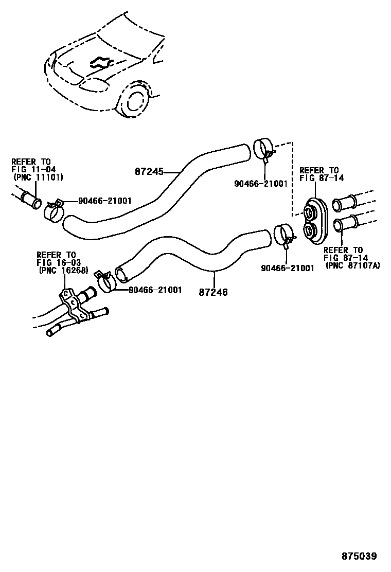 Toyota COROLLA 暖风和空调系统 - 水管 EPC diagram — 875039