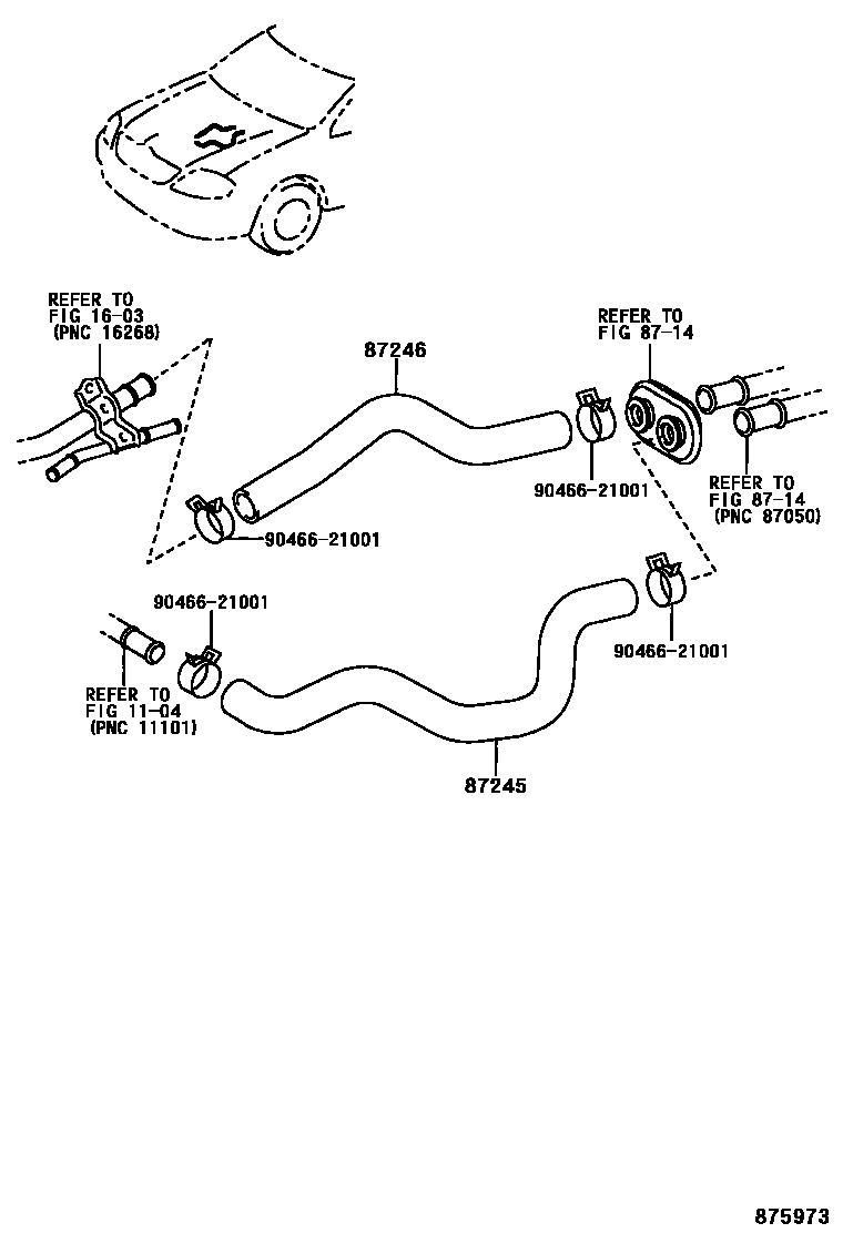Toyota COROLLA 暖风和空调系统 - 水管 EPC diagram — 875973
