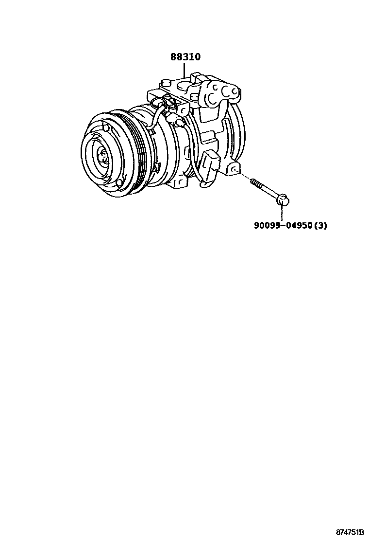 Toyota COROLLA Heating & Air Conditioning - Compressor EPC diagram — 874751B