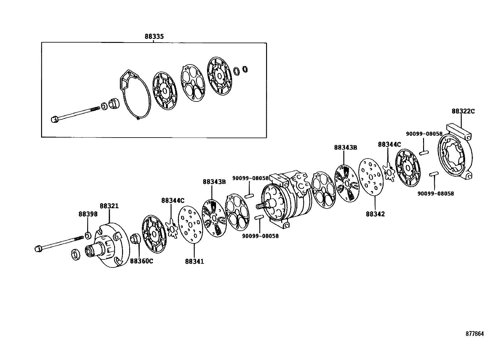 Toyota COROLLA Heating & Air Conditioning - Compressor EPC diagram — 877864