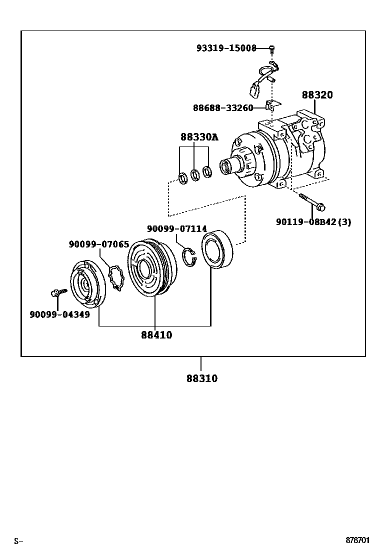 Toyota COROLLA Heating & Air Conditioning - Compressor EPC diagram — 878701