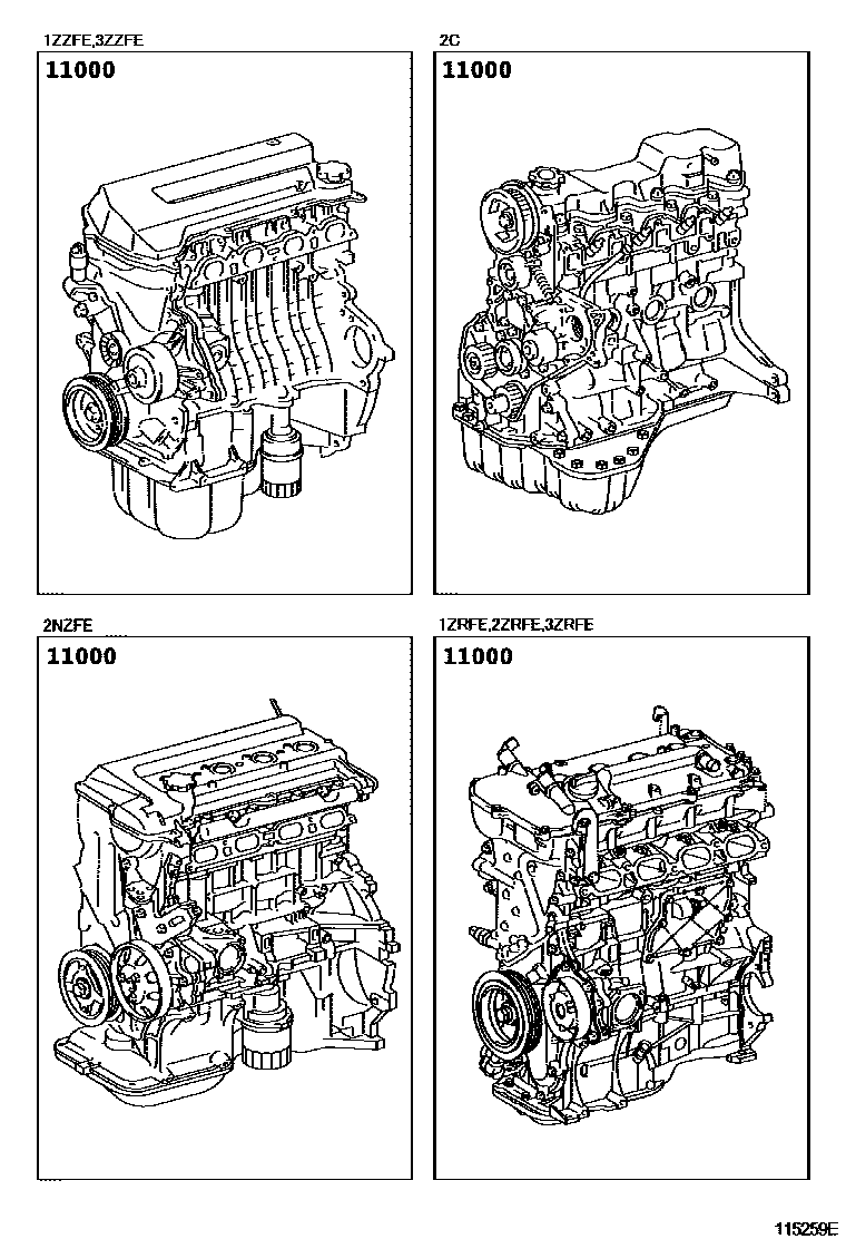 Toyota COROLLA Partial Engine Assembly EPC diagram — 115259E