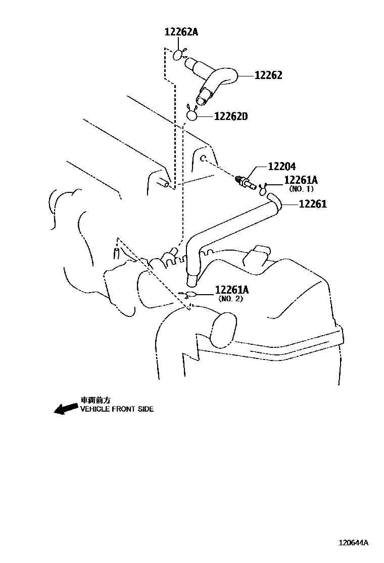 Toyota COROLLA Ventilation Hose EPC diagram — 120644A