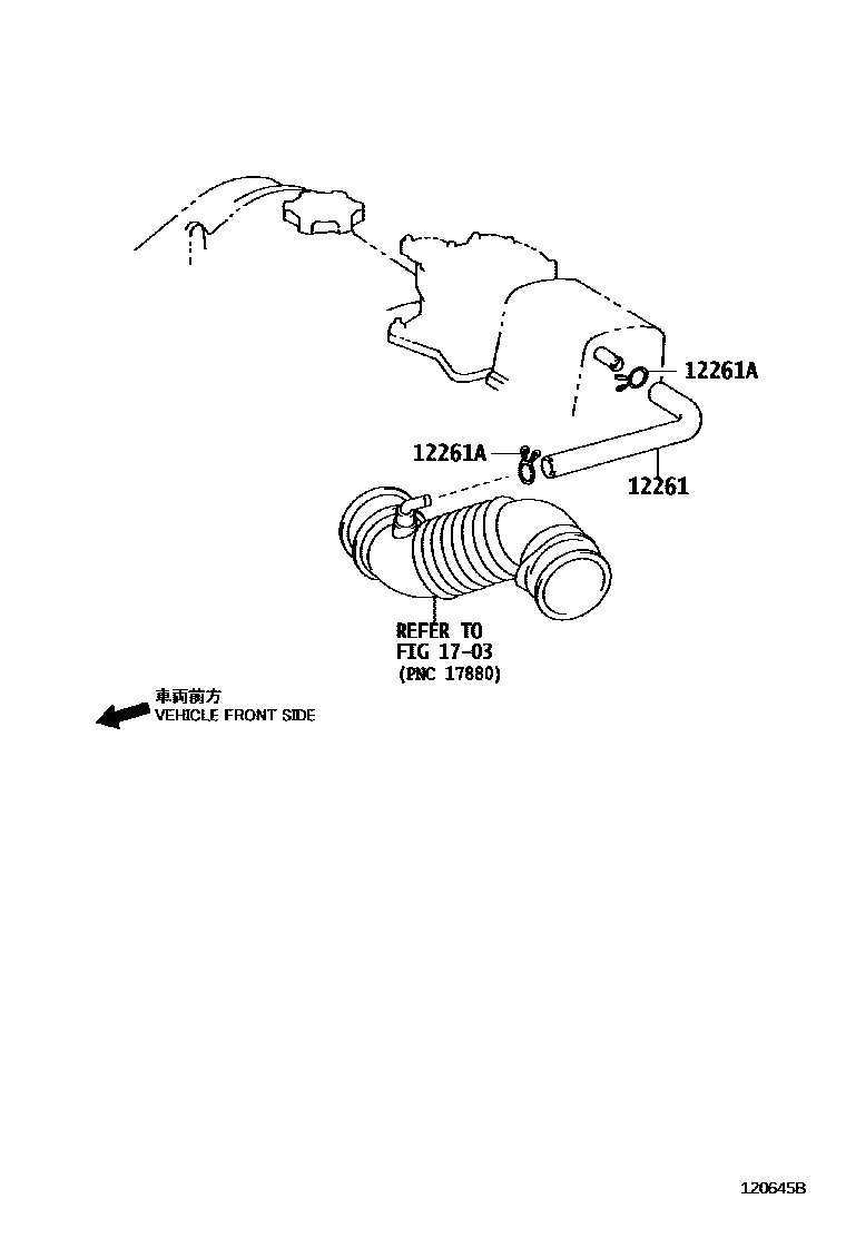 Toyota COROLLA Ventilation Hose EPC diagram — 120645B