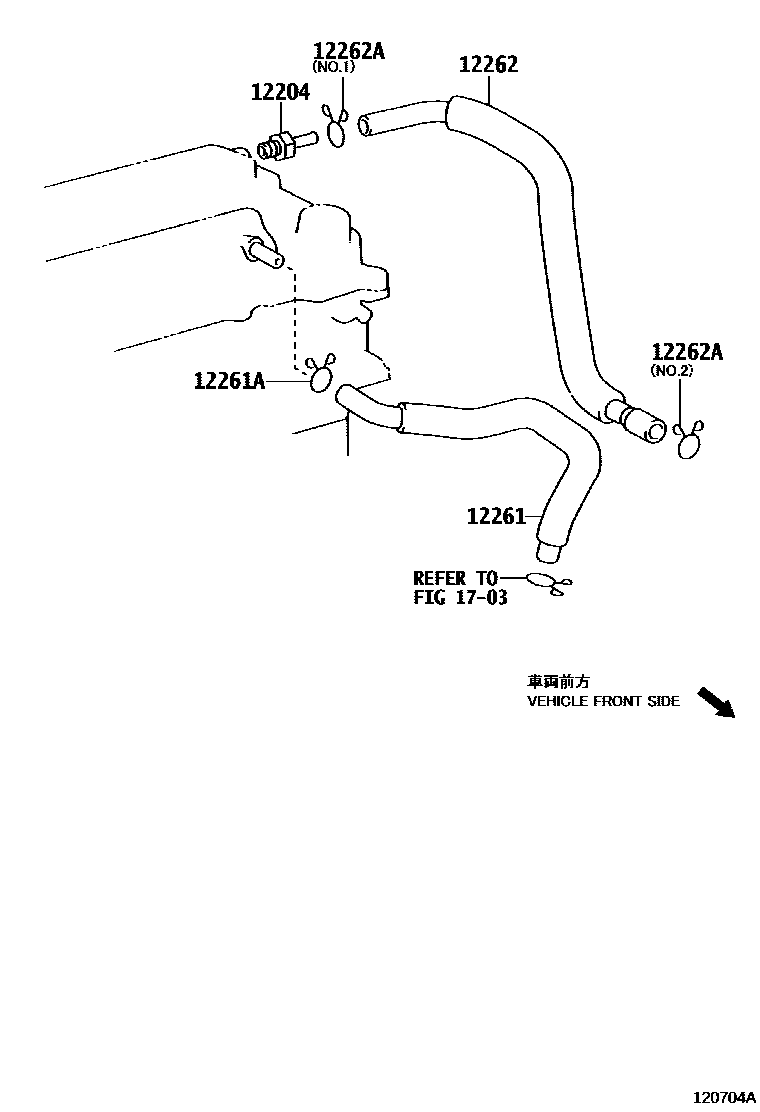 Toyota COROLLA Ventilation Hose EPC diagram — 120704A
