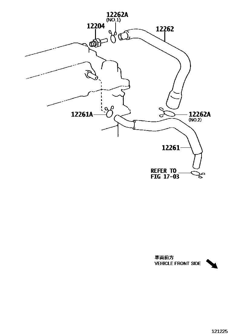 Toyota COROLLA Ventilation Hose EPC diagram — 121225