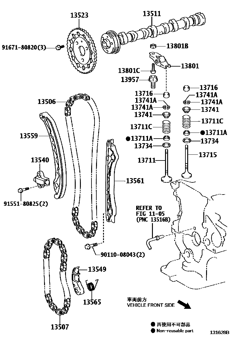 Toyota COROLLA Camshaft & Valve EPC diagram — 131628B