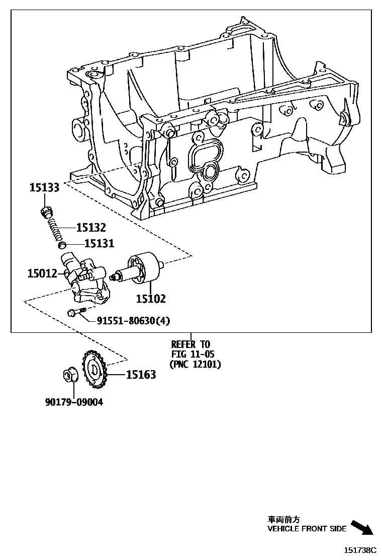 Toyota COROLLA Engine Oil Pump EPC diagram — 151738C