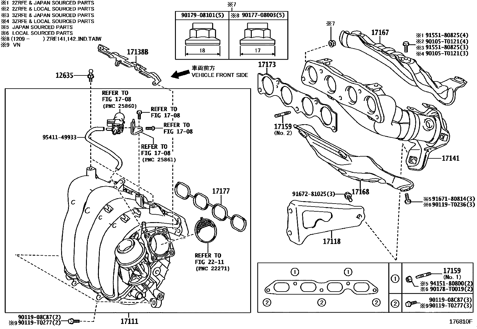 Toyota COROLLA Manifold EPC diagram — 176810F