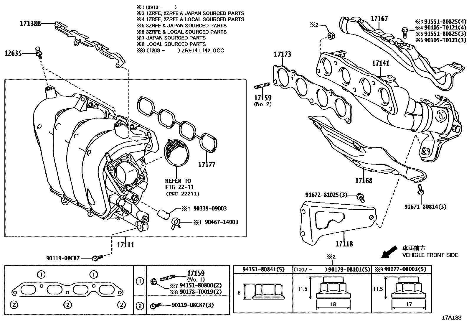 Toyota COROLLA Manifold EPC diagram — 17A183