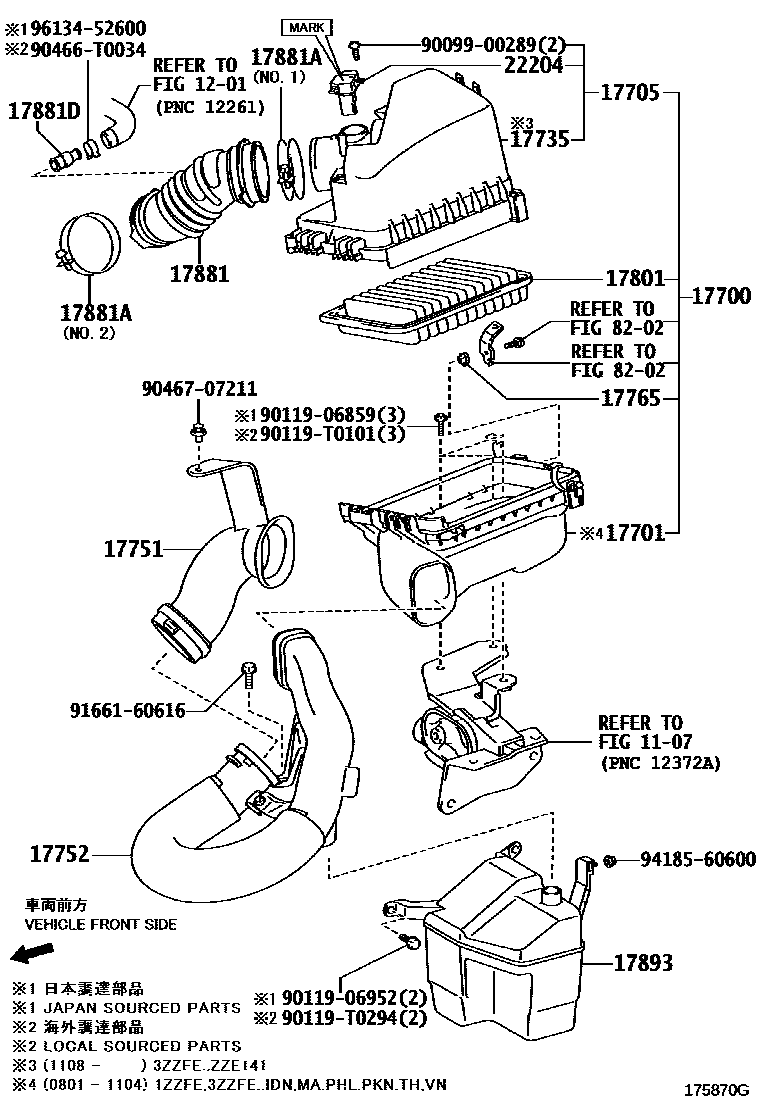 Toyota COROLLA Air Cleaner EPC diagram — 175870G