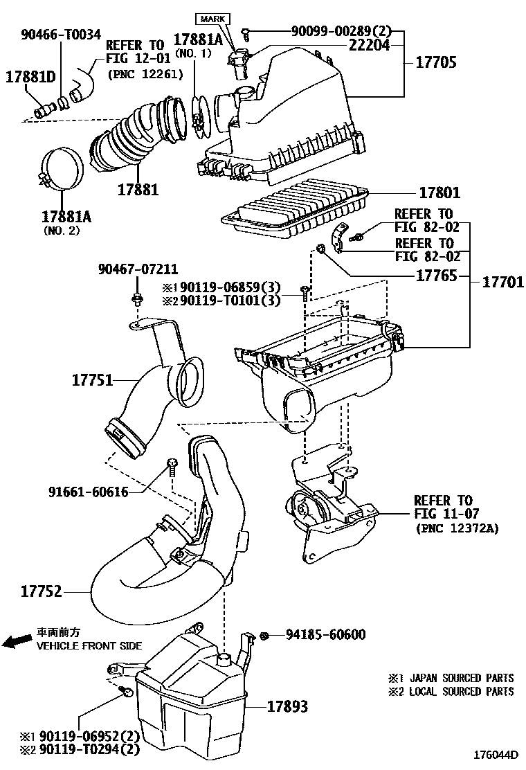 Toyota COROLLA Air Cleaner EPC diagram — 176044D