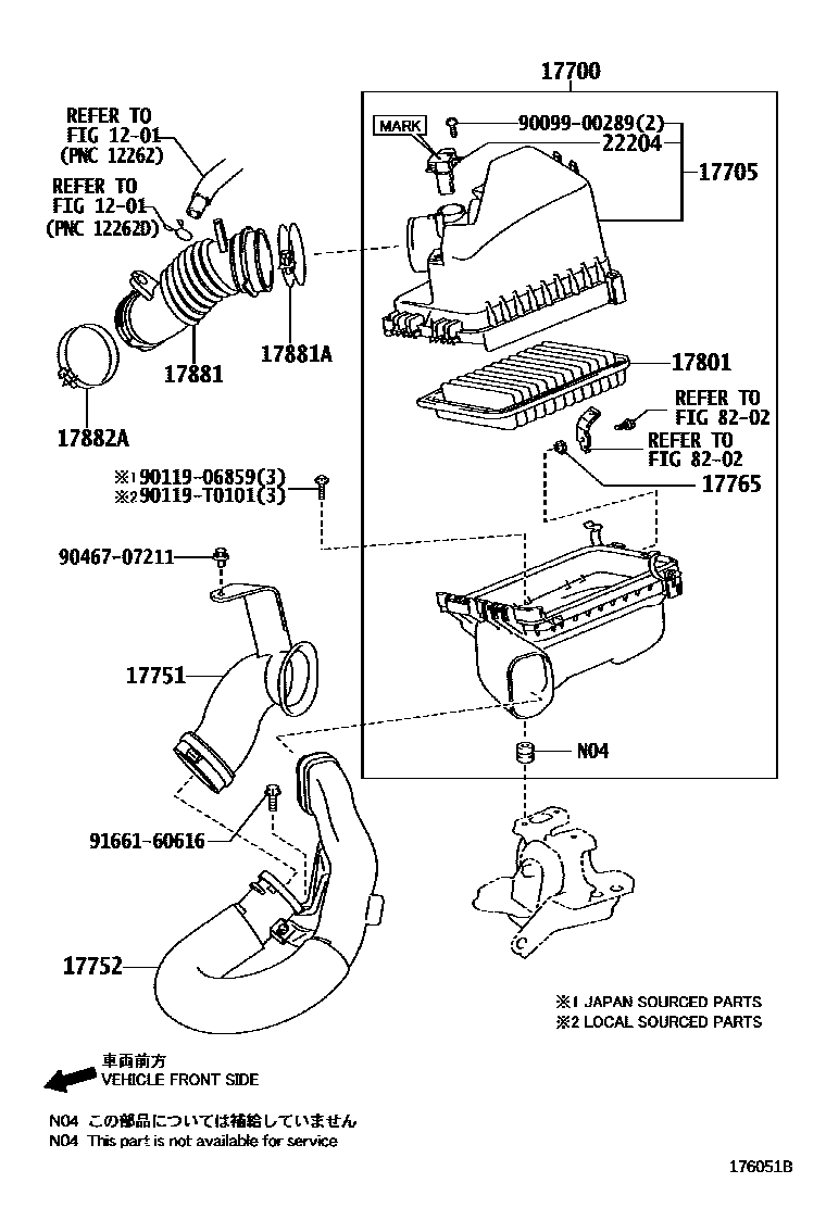 Toyota COROLLA Air Cleaner EPC diagram — 176051B