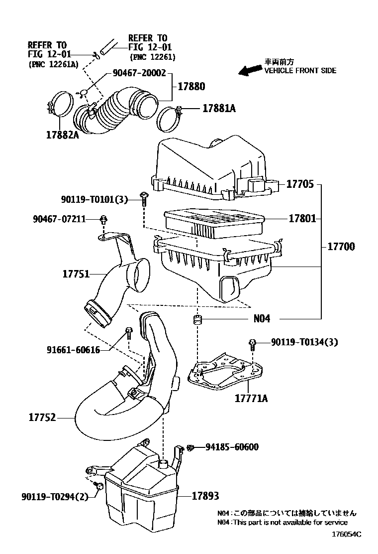 Toyota COROLLA Air Cleaner EPC diagram — 176054C