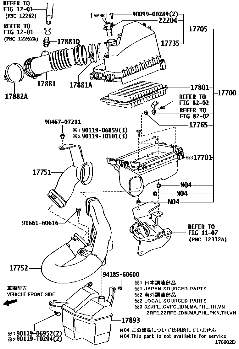 Toyota COROLLA Air Cleaner EPC diagram — 176802D