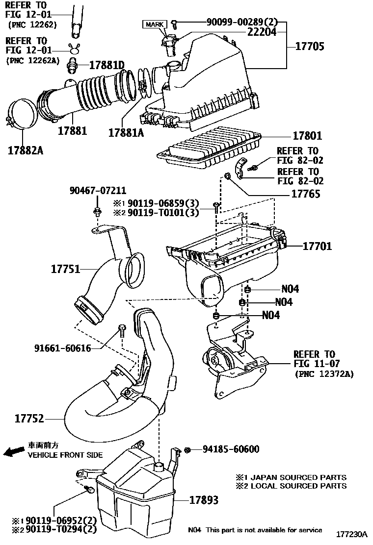 Toyota COROLLA Air Cleaner EPC diagram — 177230A