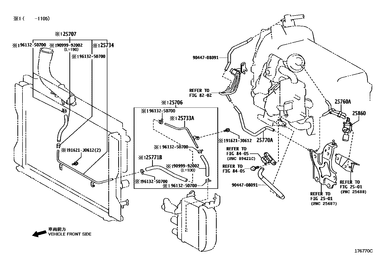 Toyota COROLLA vacuum tube EPC diagram — 176770C