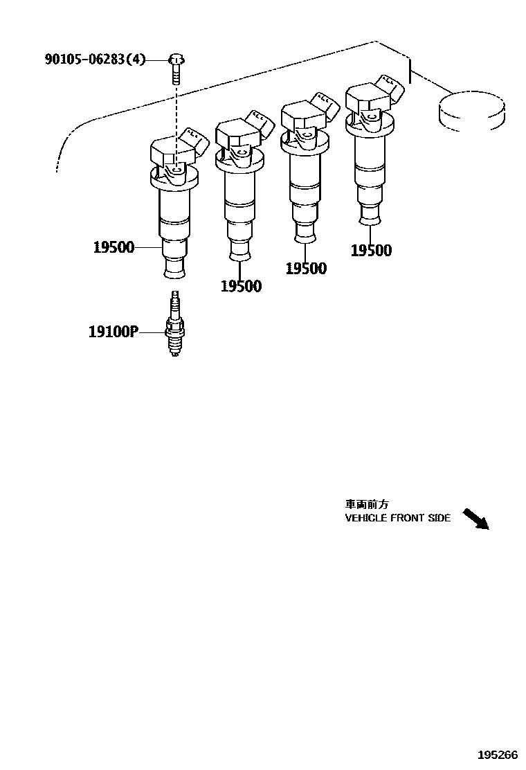 Toyota COROLLA 点火线圈和火花塞 /电热塞 EPC diagram — 195266