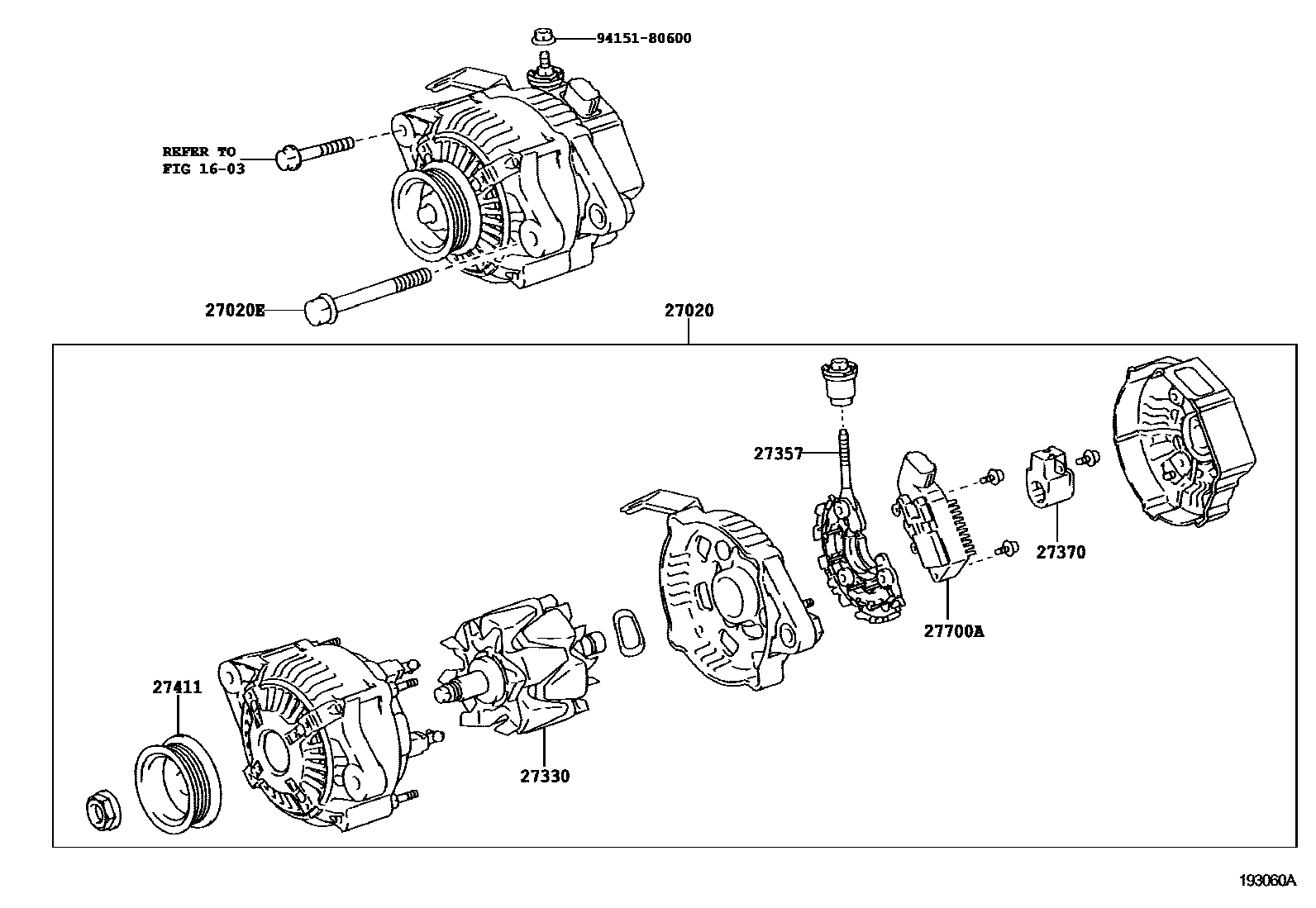 Toyota COROLLA Alternator EPC diagram — 193060A