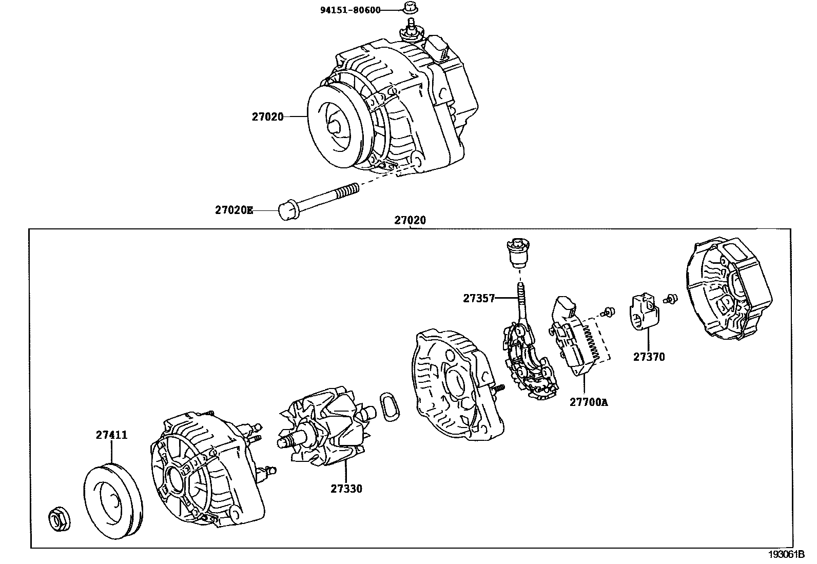 Toyota COROLLA Alternator EPC diagram — 193061B