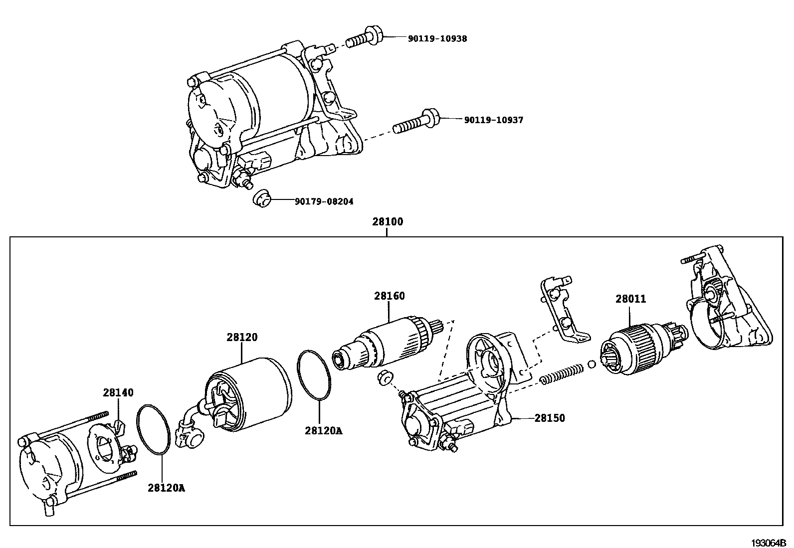 Toyota COROLLA 起动机 EPC diagram — 193064B