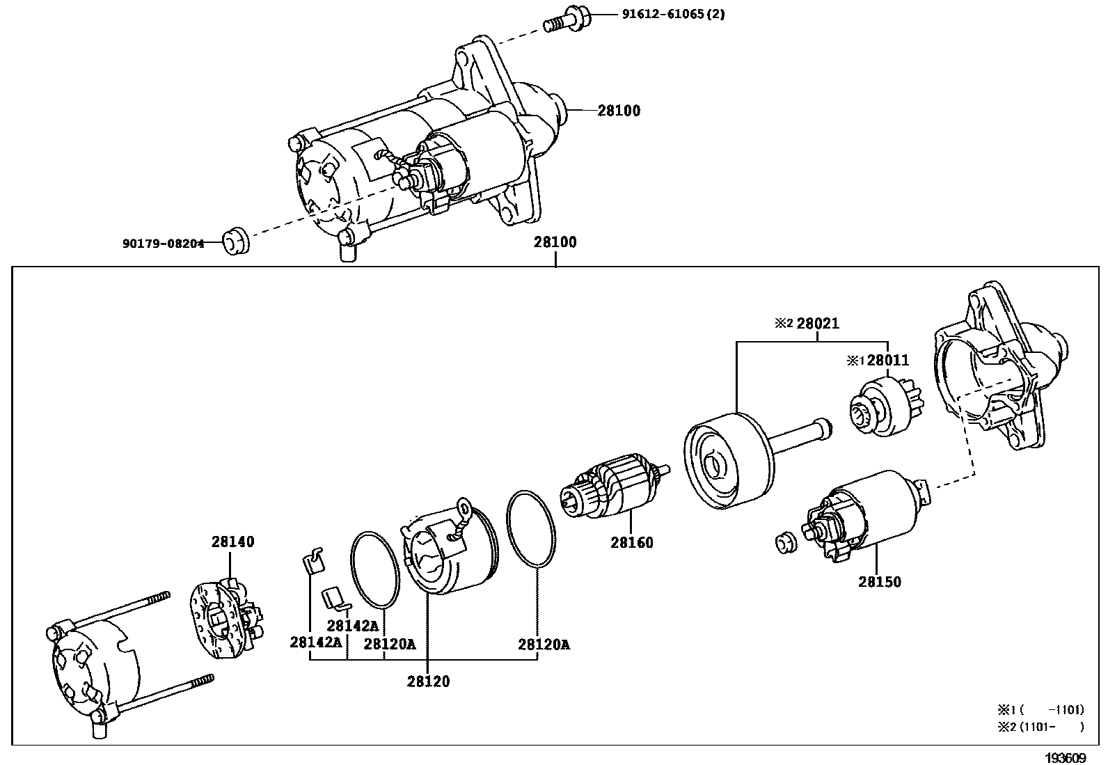 Toyota COROLLA 起动机 EPC diagram — 193609