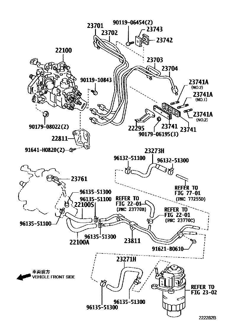 Toyota COROLLA 喷油泵总成 EPC diagram — 222282B