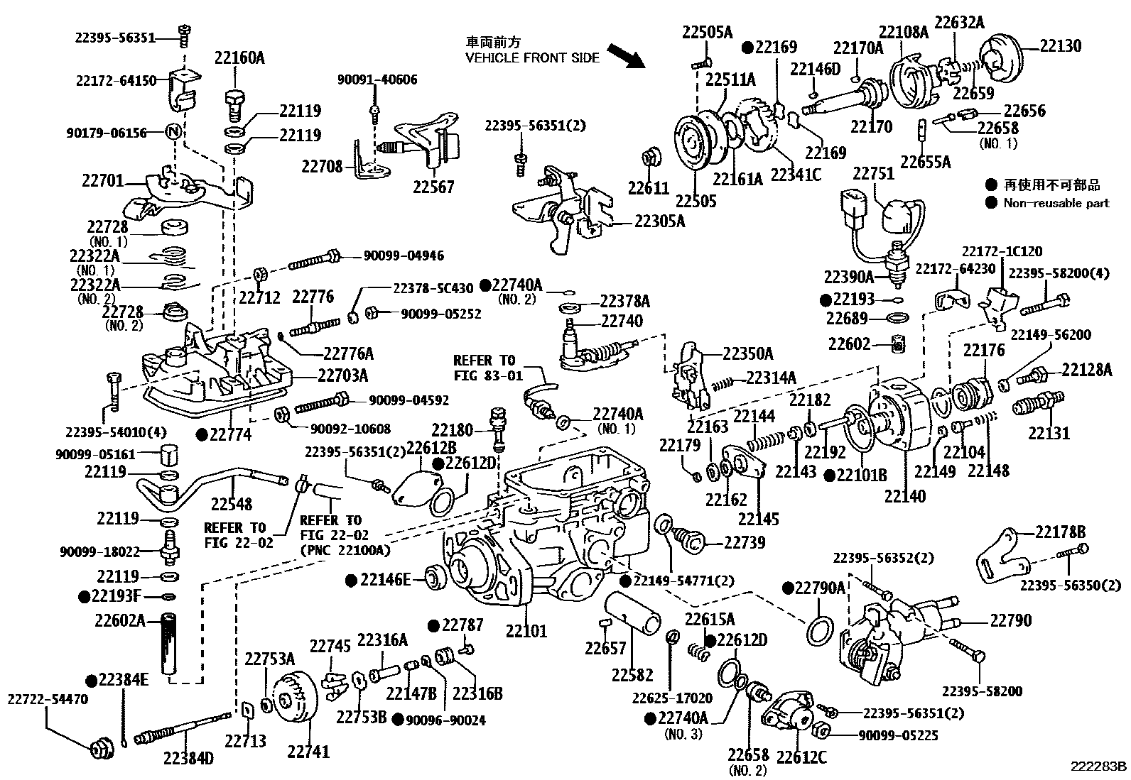 Toyota COROLLA 喷油泵体 EPC diagram — 222283B