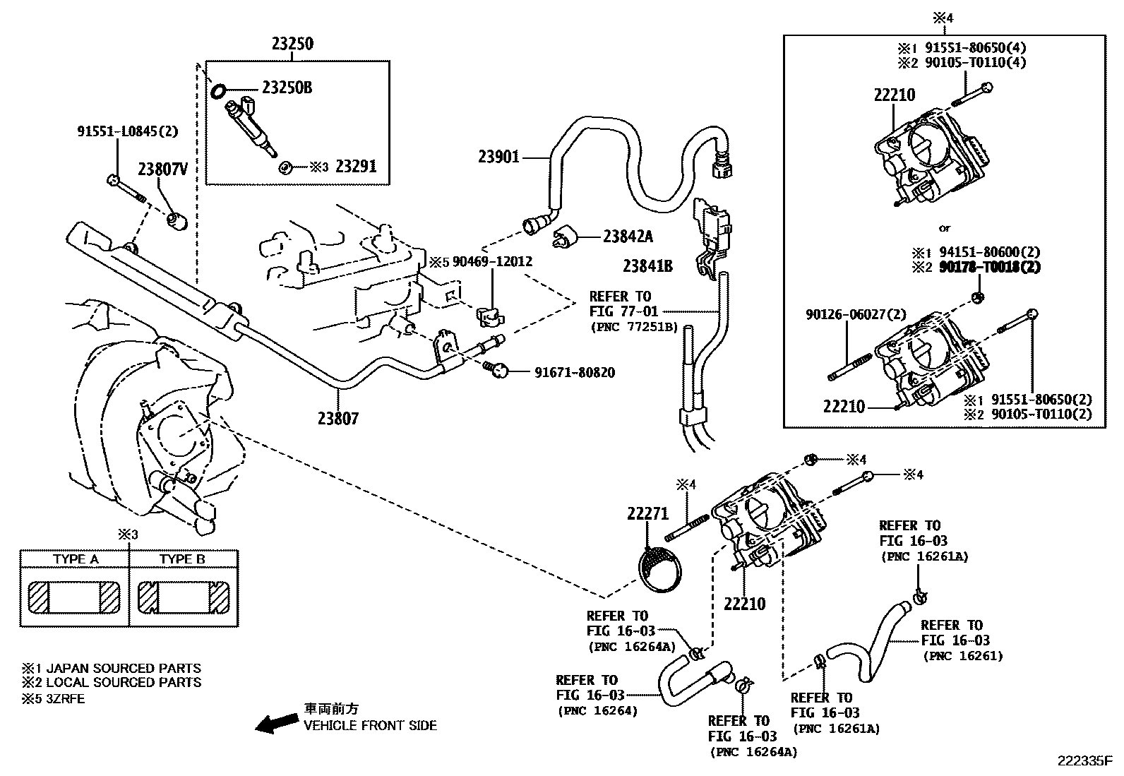 Toyota COROLLA 燃油喷射系统 EPC diagram — 222335F
