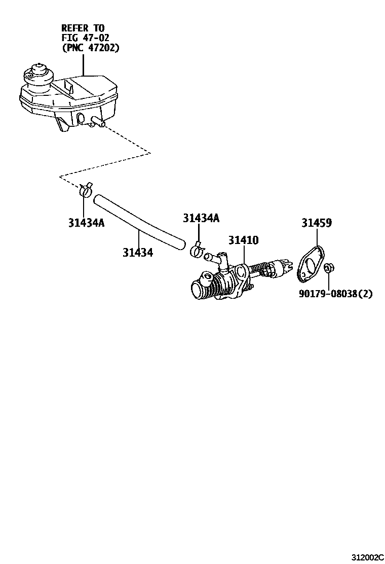 Toyota COROLLA 离合器总泵 EPC diagram — 312002C